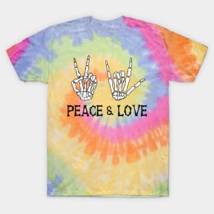 Peace and Love Skeleton Hands T-Shirt